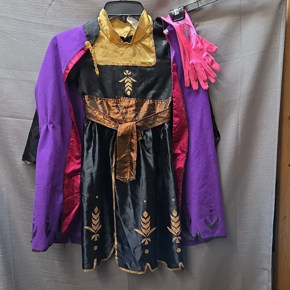 Frozen 2 Anna Costume Girls Size 4-6x 2 Pc. Dress, Cape,‎ Gloves, & boots